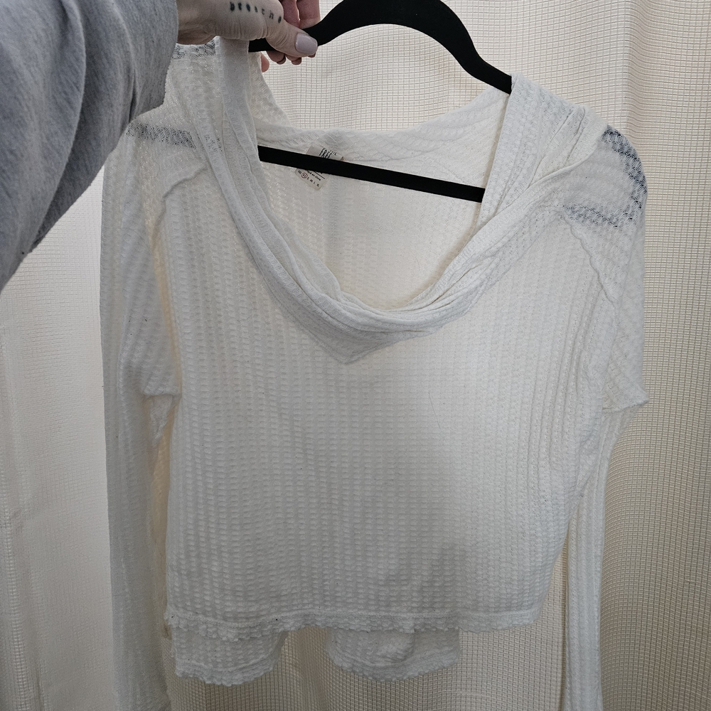 We The Free Cream Waffle Knit Hoodie